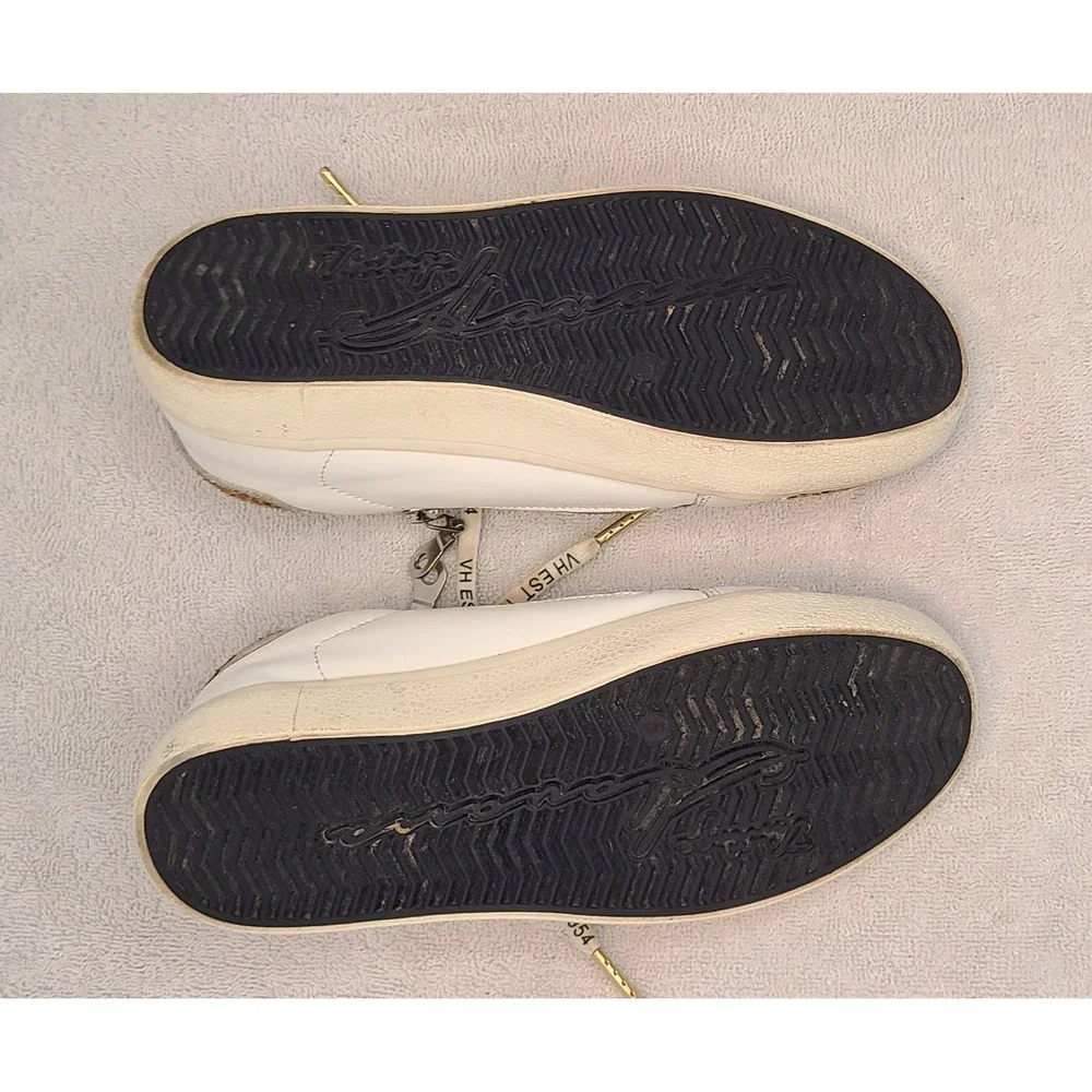 Vintage Havana Sneaker Womens Size 5 White Cheetah Print Star Zip Calf Hair Shoe